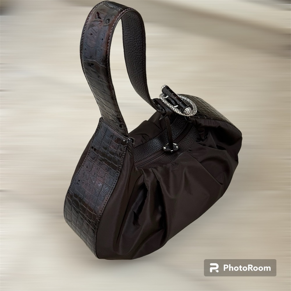 Brighton Brown Leather & Nylon Shoulder Bag - Picture 7 of 11